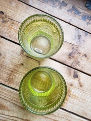 Set Of Two Vintage Inspired Green Embossed Glassed, The Pioneer Woman?