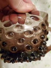 VTG MCM EMPOLI HANDBLOWN PURLE AMETHYST HOBNAIL ARTGLASS SQUARE CUP