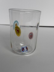 Set of 4 Millefiori Bubble Hand Blown Art Glass Drinking Tumbler Murano Style 4”