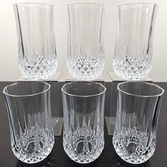 6 Cristal D’Arques Longchamp 10 Oz Tumbler Set Elegant Crystal Cut Clear Bar Lot