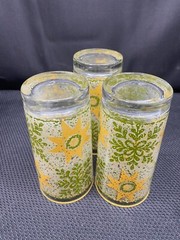 Set of 3 ~ Libbey «SUNFLOWER» Glass Tumblers ~ 5 1/2″ Tall