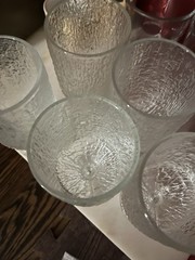 Vintage Indiana Glass Crystal Ice Tree Bark Footed Glass Tumbler 5.5”