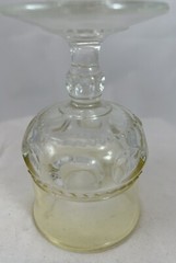 Set Of 4 Indiana Glass Yellow and Clear King’s Crown Thumbprint Cordial Glasses