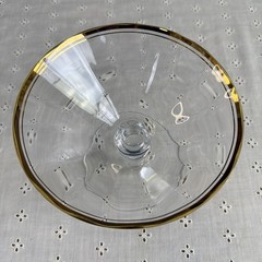 Jamestown Clear (Gold Trim) Compote 4 1/2″ x 5 3/4″ EUC Austria Dessert Fruit
