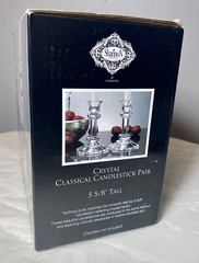 PAIR Shannon By Godinger Classical Hand Cut Crystal Candlesticks 14861 5.75” NEW