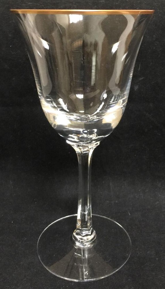 Set of 12 Lenox Crystal Hayworth Water Goblet Glasses 7.5” gold trim on rim EUC
