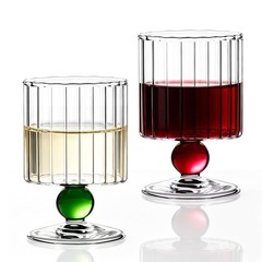 Vintage Ribbed Small Wine Glasses, 7.1oz Short Stemmed Goblet, Hand-blown…