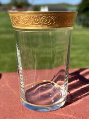 Tiffin Franciscan Vintage Gold Rim Minton Clear Pattern 9 Ounce Flat Tumbler