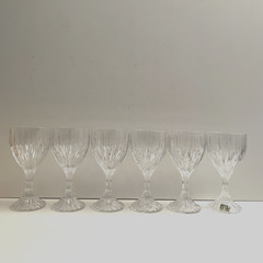 6) Mikasa Park Lane Bling Crystal Water / Wine Goblets Glasses 6 3/4” 8oz Xlnt!!