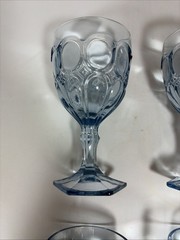 Vintage Fostoria Glass Moonstone Light Blue Water Goblets #2882 Set of 4