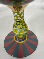 MacKenzie-Childs Circus Rose Arbor Hand Painted Wine Goblets Set 6 Vintage B16