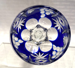 NACHTMANN TRAUBE SHERRY GLASS 5 1/2″ COBALT BLUE CUT TO CLEAR CRYSTAL BOHEMIAN