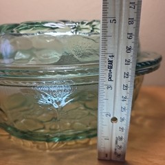 Libbey Orchard 3 QT. Fruit Green Glass Embossed Deep Casserole Dish Lid Baking
