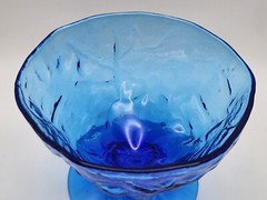 Set Of 4 Seneca Driftwood Delphine Royal Blue Crinkle Footed Sherbert Dessert