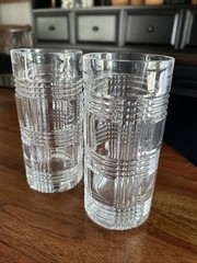 2 Ralph Lauren Glen Plaid Highball 12oz Glasses