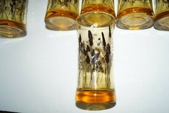 VINTAGE WHEAT DRINKING GLASSES GOLD LONG STEMMED DESIGN BROWN TAN LOT 8 EUC