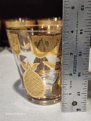 SET OF 6- Vintage Culver FLORENTINE Gold Fruit Low Ball Glasses