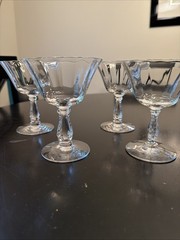 Fostoria Silver Flutes Clear Crystal Champage Coupe Pattern 6037 Set of 4