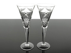 WATERFORD MILLENIUM PEACE CRYSTAL CHAMPAGNE FLUTES GLASSES – SET OF 2