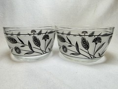 2 Libbey Silver Wheat Snack Fruit Bowls Set Vintage 3.5” Leaf Frosted Glass MC