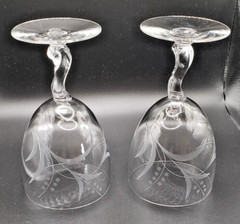 Fostoria Crystal Gray Cut Spring Pattern Water Goblet – set of 2