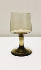 Set 3 Vintage Libbey Tawny Accent Smoke Stemmed Footed Wine Goblets Glasses 5”
