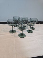 Set of 7 Lenox Crystal Silver Mist Blue Gray Champagne/Tall Sherbet Glasses 5″