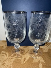 1 Bohemian Crystal Cascade Champagne Flute Etched Swag Knob Stem & Panel Base