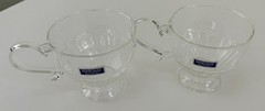 2 WATERFORD MARQUIS Tea Party Cups / Glasses HEAT RESISTANT Tempered Glass NICE!