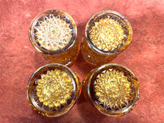 L.E. Smith Stars & Fans Marigold Carnival 4-1/8” Tumblers Set of 4