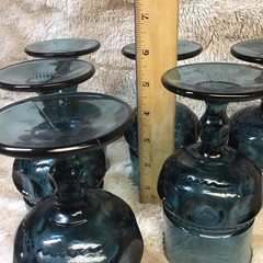 Vintage Indiana Glass Riviera Blue Kings Crown Thumbprint 5.5” 8oz SET OF 6 EUC