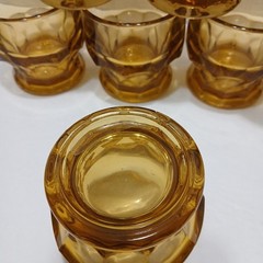 Vintage Anchor Hocking Amber Glasses 3 Inch Juice Barware 4 Oz. Set Of 8