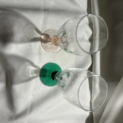 Set Of 2 Vintage Stemware Wine Glasses With Distinct Colored Stems Luminarc