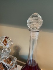 2 Vintage Cut-to-Clear Crystal Decanters~Topaz~Ruby or Cranberry