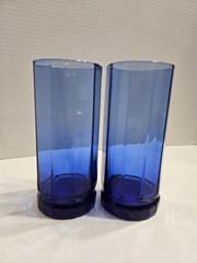 Vintage ANCHOR HOCKING ESSEX Cobalt Blue Tumblers Set Of (2) – 16 Oz