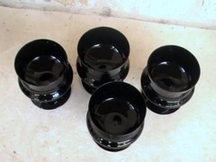 Rare Vintage Milnor Hand Blown 4 Black Swedish Crystal Juice Glasses