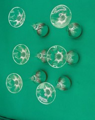 Vintage Bohemian Czech Art Deco Style Amber Sherry Liqueur Glasses Set Six