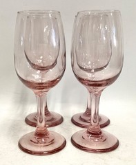 Lot of 4 Libbey Premier Plum Pink Dusty Rose Stemware Wine Glasses 7.25″ Tall