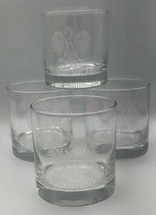 Monogram W «Wesolowski» Whiskey Etched Eagle Low Ball Rocks Set of 4