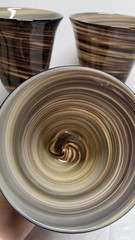 Pier 1 Imports Handblown Brown Swirled Water Goblets Set of 3