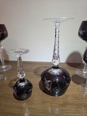 VTG Ruby Cut To Clear Crystal Decanter Wine Cordial Glass Set Bohemian Style MCM