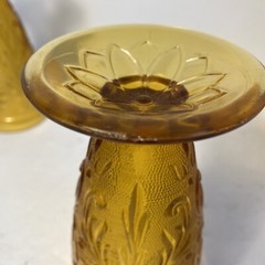 Indiana Tiara Pressed Sandwich Glass Amber Ice Tea Glasses Tumbler Cup Set of 3