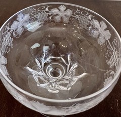 Vintage Set 5 Val St Lambert Vignes Crystal Tall Sherbet Champagne Glasses 4”H