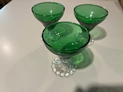 Vintage Anchor Hocking Emerald Green Sherbet /Cordial Glasses Set Of 3 retro