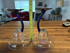 Colbolt Blue Libby BRAVURA Margarita Glasses Curved Stem 7.25″ Set Of 2