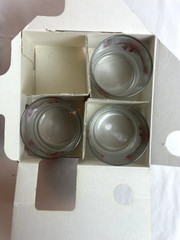 Anchor Hocking Poinsettia & Ribbons 3 Piece Glass Set 9oz Rocks Glasses Tumblers