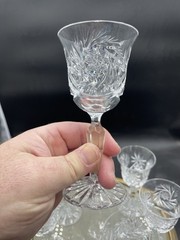 Vintage Lot Of 7 Bohemian Clear Cut Crystal Pinwheel Port Sherry Wine Glass 5″