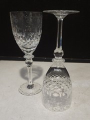 SET OF 2- Rogaska Gallia Crystal Etched Cut Stemmed Water Goblet 9-1/4”