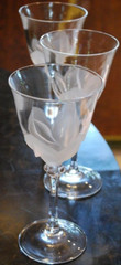 Vtg Set 3 FLORENCE Cristal d’Arques-Durand WATER GOBLETS GLASSES Frosted Petals