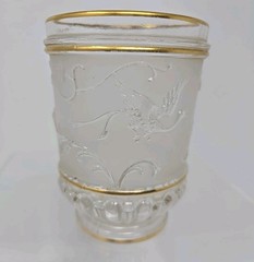 Baccarat French Pressed Glass Tumbler Birds, Floral Design C. 1890